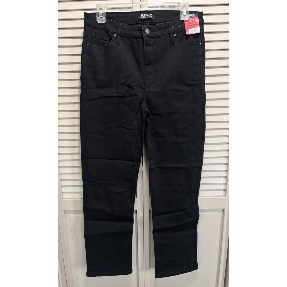 Buffalo Alyssa NWT Womens Black Straight Denim Jeans Size 8/29 Mid Rise